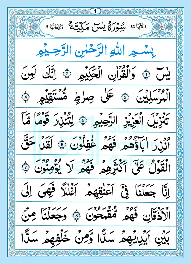 Read & Listen Surah Yaseen Online
