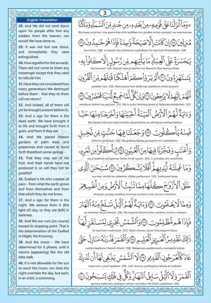 Surah Yaseen with English Translation page 3