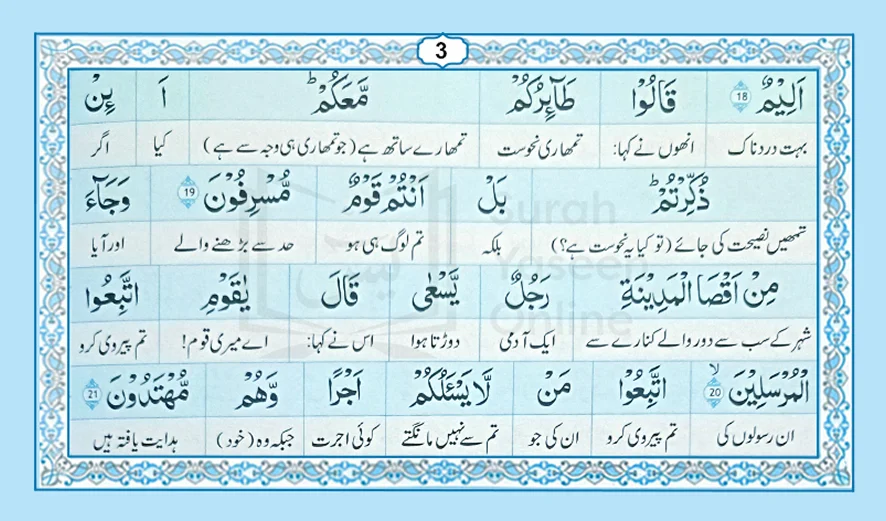 Surah Yaseen with Urdu Translation page 3
