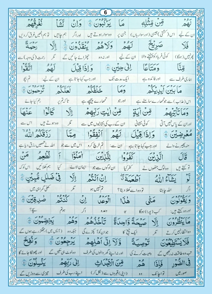 Surah Yaseen with Urdu Translation page 6