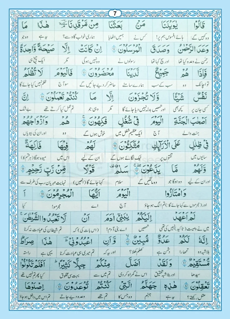 Surah Yaseen with Urdu Translation page 7