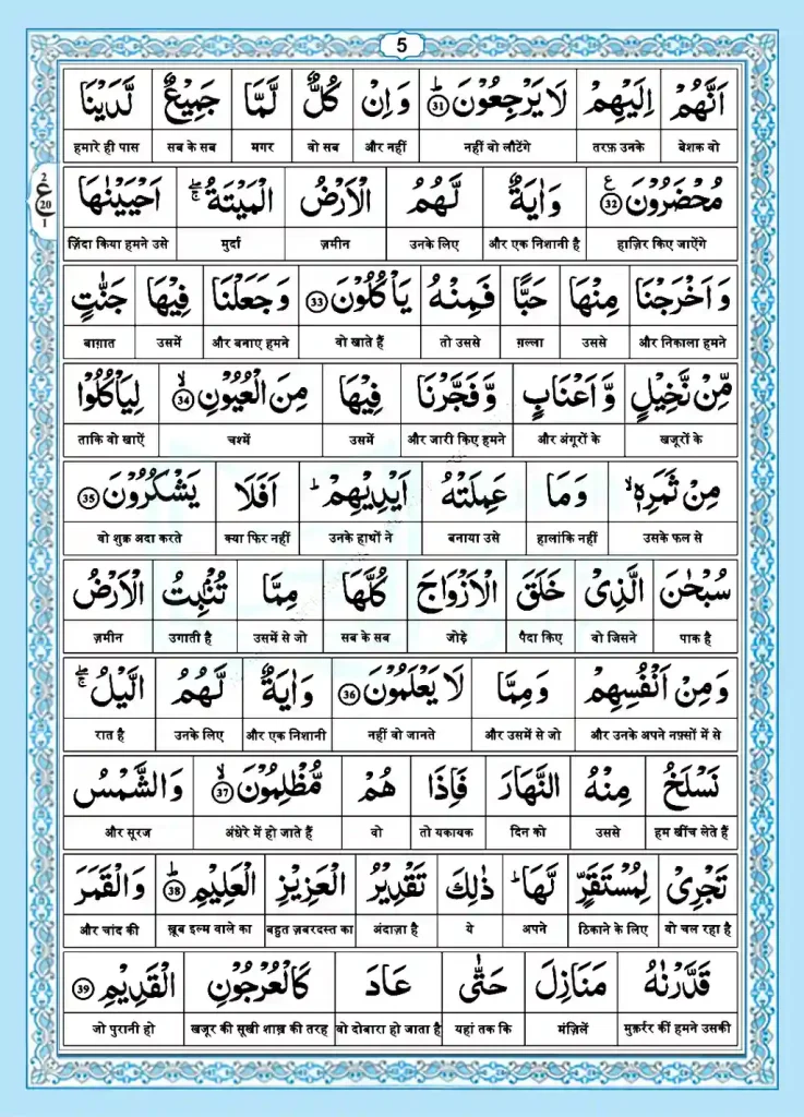 surah yaseen in hindi page# 5