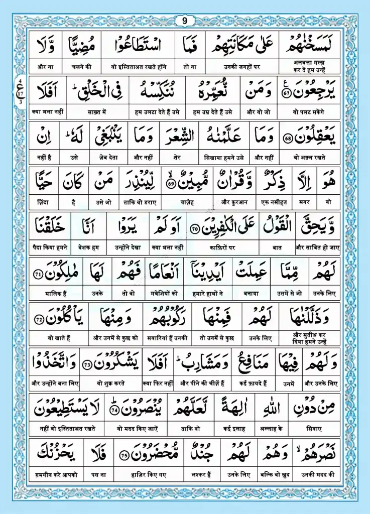 surah yaseen in hindi page# 9